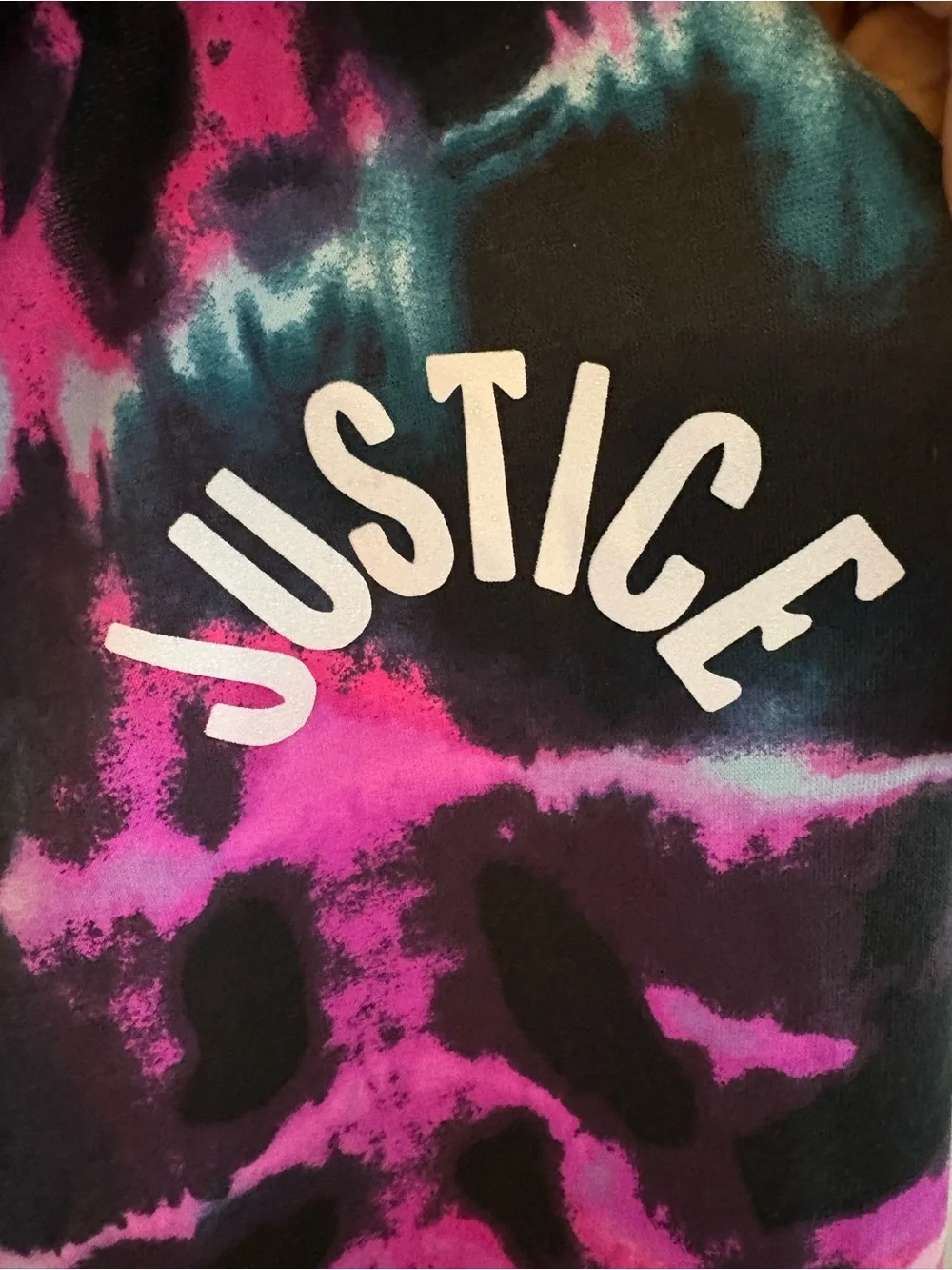 Justice Black Tie-Dye Joggers with Pink & Teal Accents